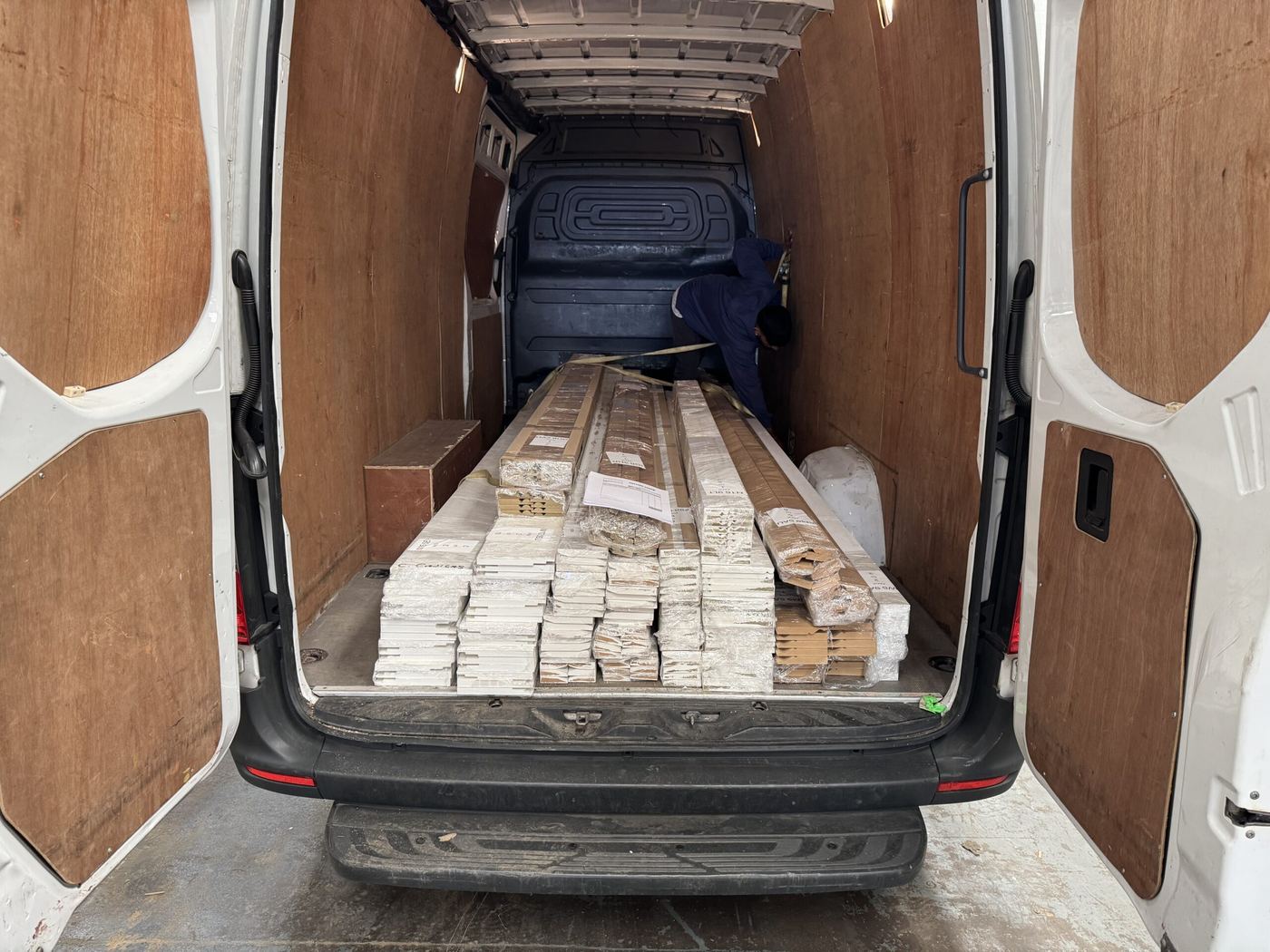 Our own delivery van being loaded with customer orders